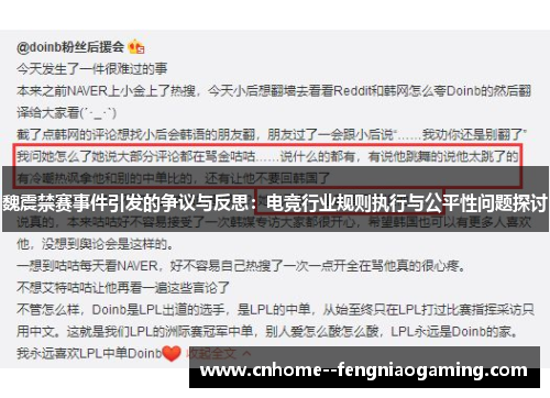 魏震禁赛事件引发的争议与反思：电竞行业规则执行与公平性问题探讨